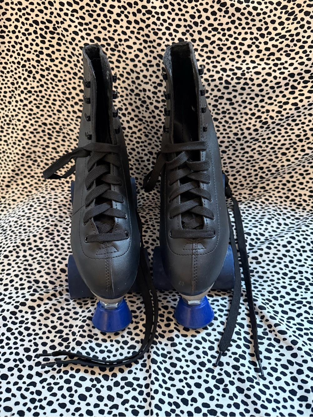 Chicago Skates Black High-Top Quad Roller Skates with Blue Wheels